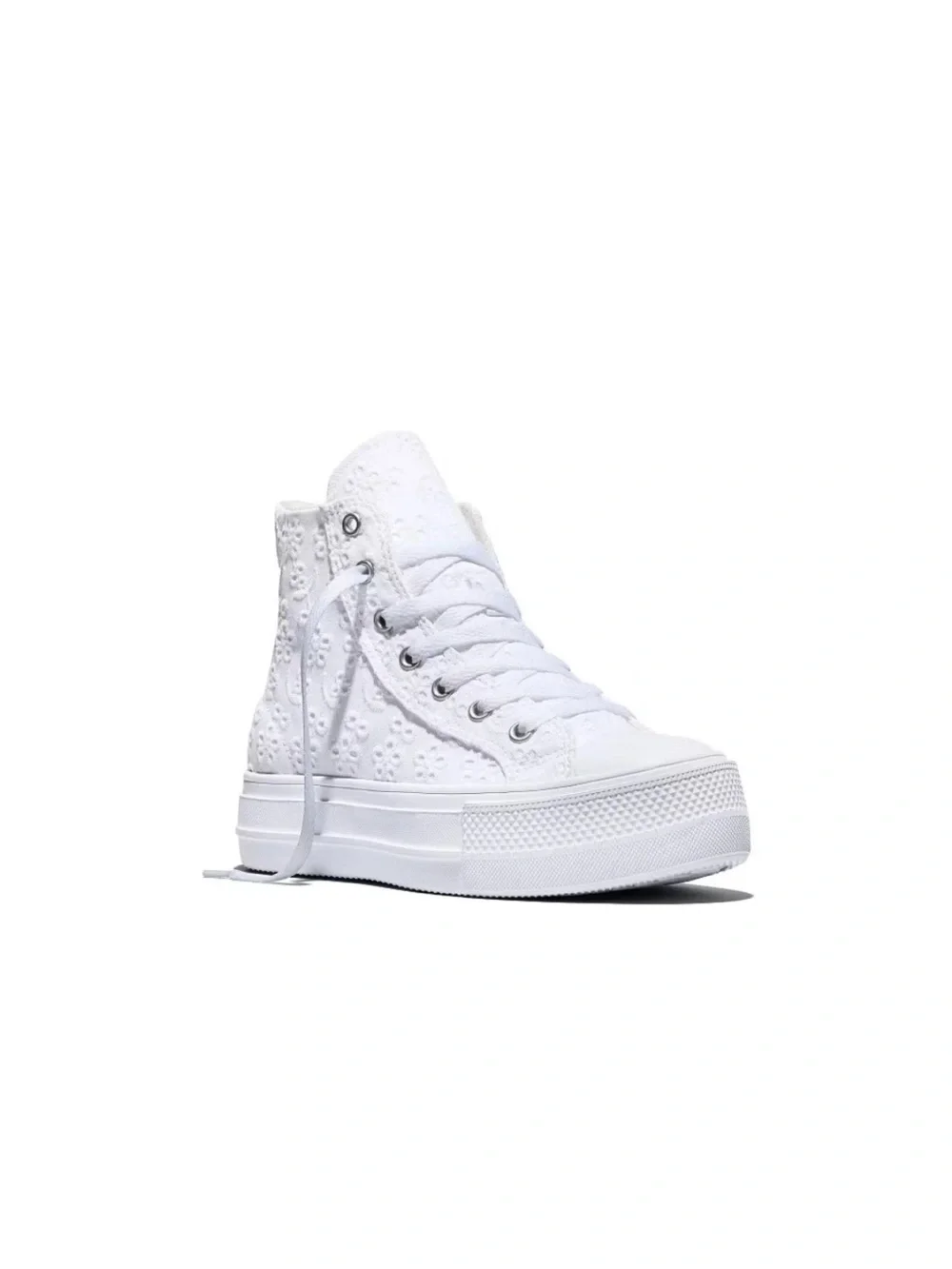 Kids White High-Top Lace Sneakers- Converse